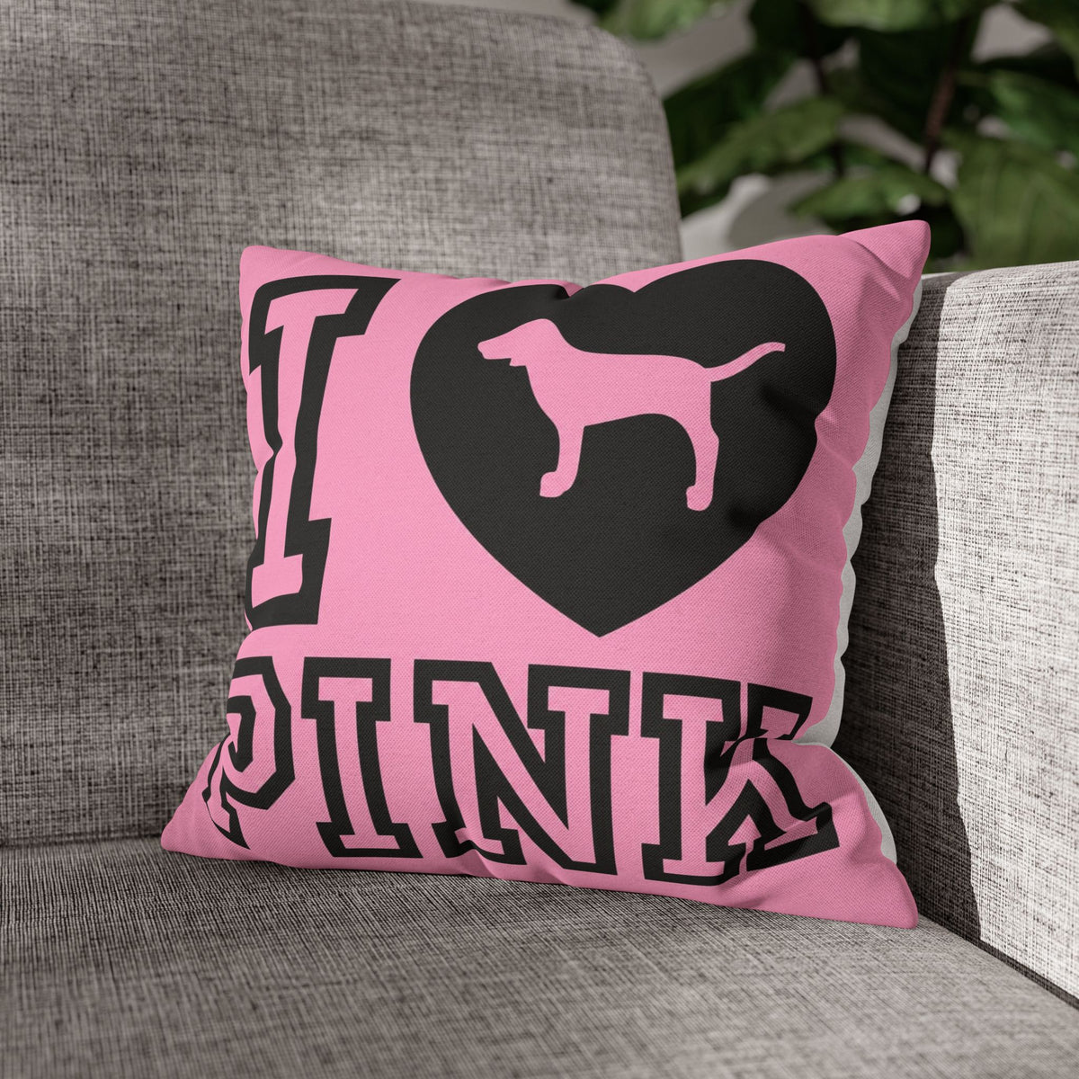 I Love Pink Pillow Cover
