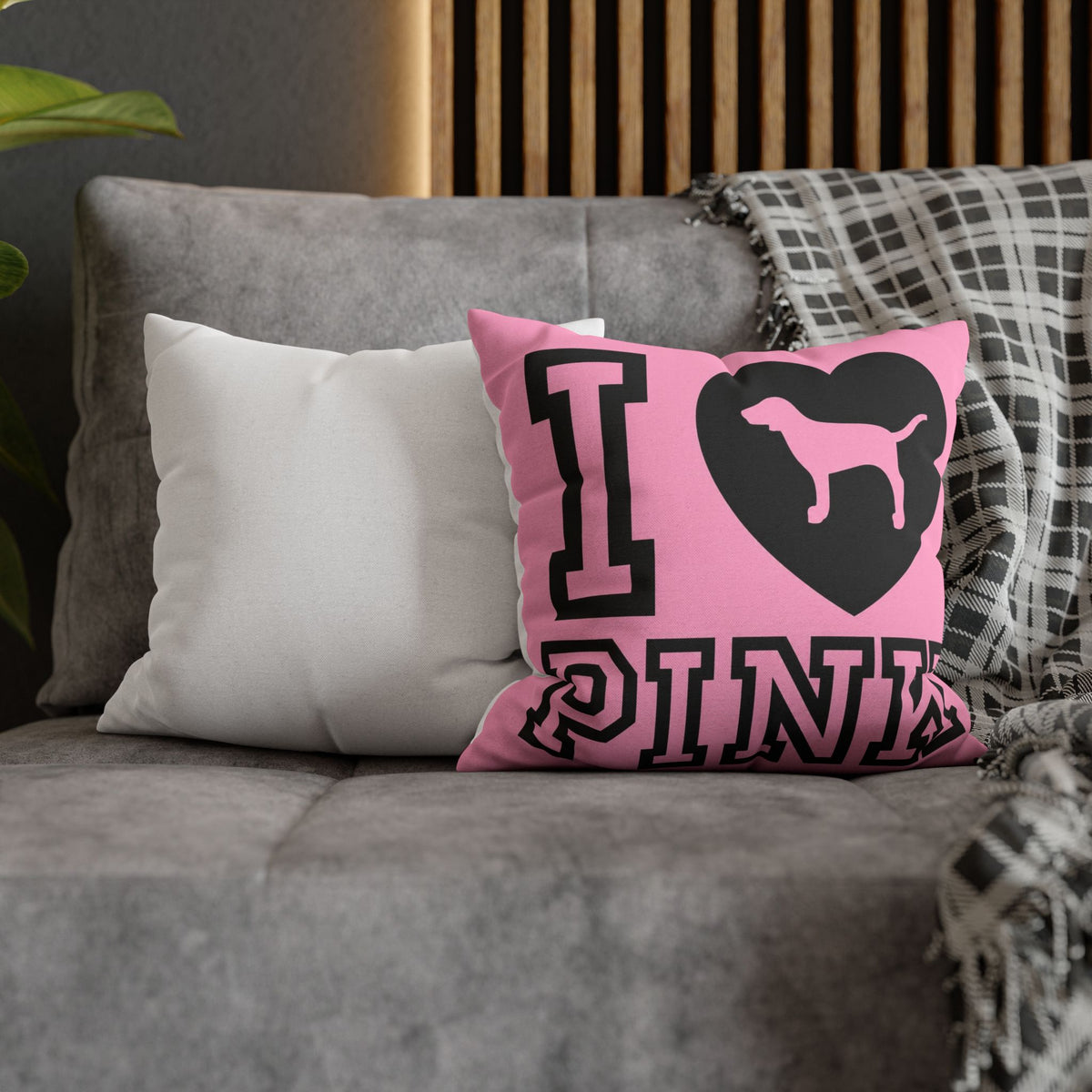 I Love Pink Pillow Cover
