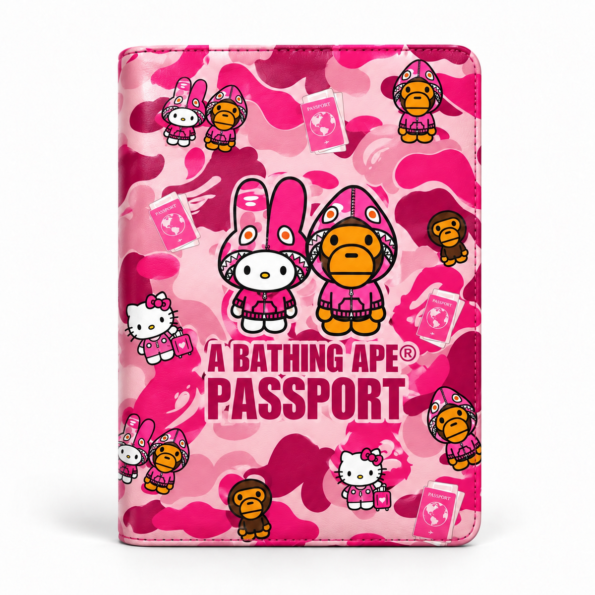 Pink Hello Camo - Passport Cover